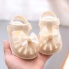 Sandale ivoire pentru fetite, cu fundita din tulle si trandafiras aplicate, Superbaby