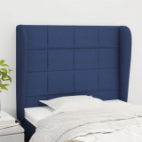 VidaXL Tăblie de pat cu aripioare, albastru, 103x23x118/128 cm, textil