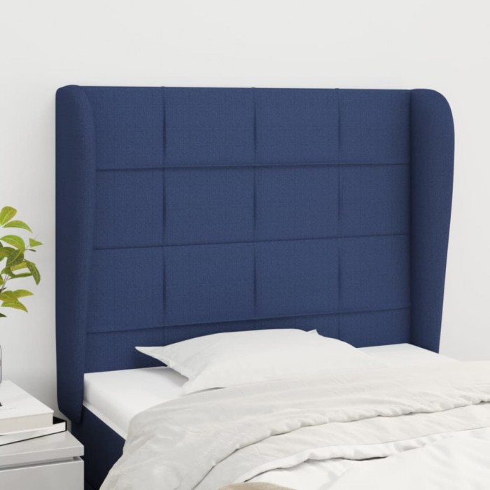 vidaXL Tăblie de pat cu aripioare, albastru, 93x23x118/128 cm, textil 3117944