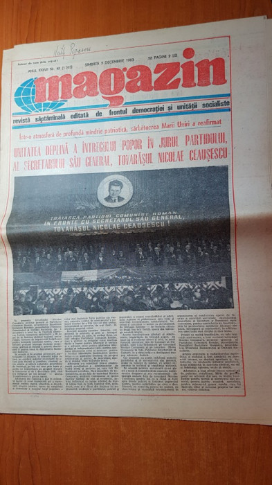 ziarul magazin 3 decembrie 1983-65 de ani de la faurirea statului unitar roman