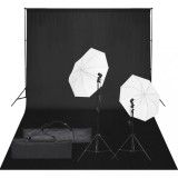 Kit studio foto cu set de lumina si fundal GartenMobel Dekor, vidaXL