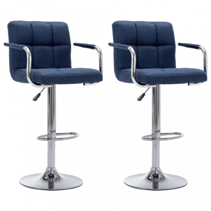 vidaXL Scaune de bar, 2 buc., albastru, material textil 283423