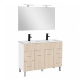 Mobilier de baie complet Leziter Neo Prime 120 alb si stejar sonoma