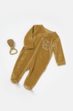 Salopeta BabyCosy Elefant Bumbac Organic Maneca Lunga Botosei Mustar 3-6 Luni Unisex