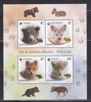 Fauna - Pui de animale sălbatice, bloc de 4 timbre, 2012, LP 1960a, MNH foto