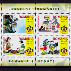 RO 2005 ,LP 1686 b , "Cercetasii Romaniei " bloc de 4 marci ,colita nr. 357 ,MNH