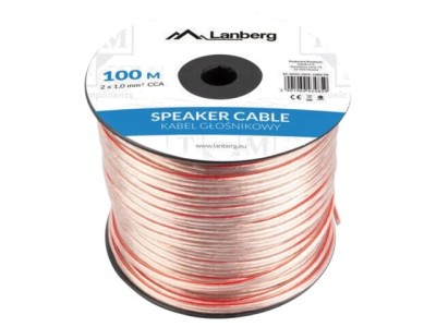 Cablu Difuzor LANBERG 2x1mm&amp;sup2; CCA Transparent SC-2X10-10CC-1000-TR -30&amp;divide;70&amp;deg;C foto