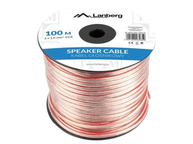 Cablu Difuzor LANBERG 2x1mm&sup2; CCA Transparent SC-2X10-10CC-1000-TR -30&divide;70&deg;C
