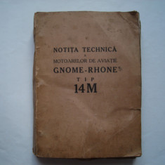 Notita tehnica a motoarelor de aviatie Gnome-Rhone tip 14M