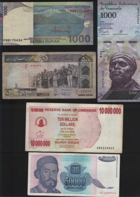 Set 5 bancnote de prin lume adunate (cele din imagini) #2 foto