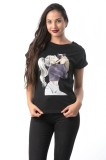 Cumpara ieftin K301-1 Tricou cu maneca scurta si imprimeu cu fata si caine