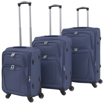 vidaXL Set de trolere din material textil, 3 buc, bleumarin foto