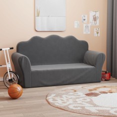 vidaXL Canapea pentru copii cu 2 locuri, antracit, pluș moale 357048