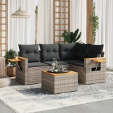 vidaXL Set canapea de grădină cu perne, 5 piese, gri, poliratan 3259183