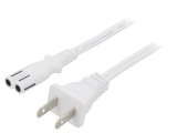 Cablu Alimentare 1.8m Alb 7A 2x18AWG IEC C7-NEMA 1-15