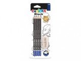 Set 4 creioane grafit CARIOCA Black HB + radiera