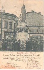 SV * Ploiesti * STATUA (!) LIBERTATEI (eroare titlu !) * Bazar Trandafiru Rosu * 1902 * stampila goarna