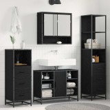 Cumpara ieftin Set de mobilier pentru baie 4 buc. Stejar Negru 80 x 33 x 60 cm