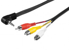Cablu audio video OEM AVC-199/1,5-BU 4 pin 3.5mm Jack tata la 3 x RCA tata 1.5 m foto
