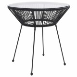Cumpara ieftin Masa de gradina, negru, &Oslash;70x74 cm, sticla si ratan