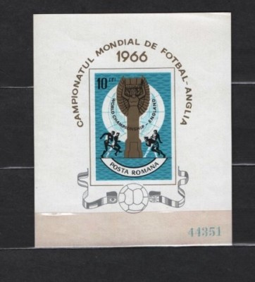ROMANIA 1966 - CAMPIONATUL MONDIAL DE FOTBAL ANGLIA, colita nestampilata, SA3 foto