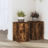 vidaXL Suporturi Plante 2 buc Stejar Fumuriu 20x20x30cm Lemn Interior Robust Ghivece Flori