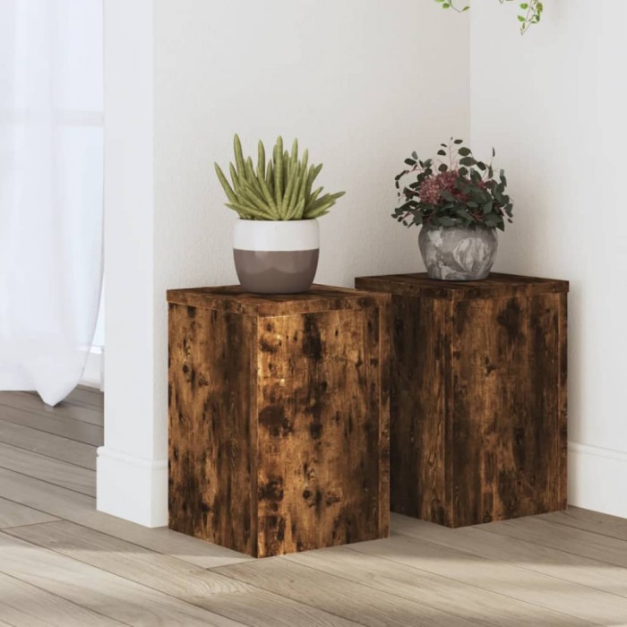 vidaXL Suporturi de plante 2 buc. stejar fumuriu 20x20x30 cm lemn