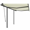 Copertina retractabila automat cu stalpi, crem, 3,5x2,5 m
