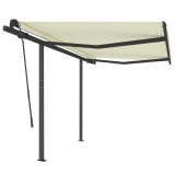 Cumpara ieftin Copertina retractabila automat cu stalpi, crem, 3,5x2,5 m