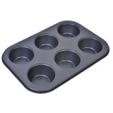 Tava metalica antiaderenta pentru copt cu 6 locuri,26x18x3 cm, Oem