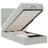 Cumpara ieftin Cadru de pat otoman cu saltele Gri deschis 90x190cm catifea