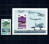 Bhutan 1978 - Avioane, Lindbergh, serie si colita neuzata