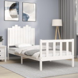 Cadru de pat cu tablie, alb, 90x200 cm, lemn masiv GartenMobel Dekor, vidaXL