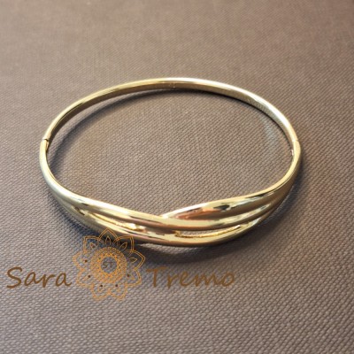 Bratara Linia Vietii , fixa, model incrucisat, placata aur 14K foto