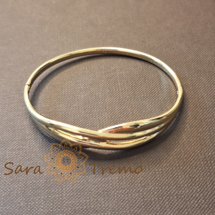 Bratara Linia Vietii , fixa, model incrucisat, placata aur 14K