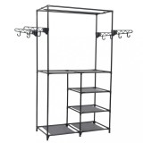 vidaXL Cuier haine, negru, 87 x 44 x 158 cm, oțel și material nețesut