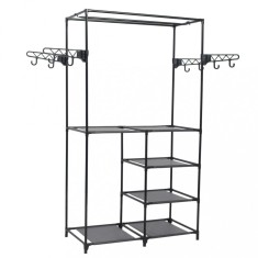 vidaXL Cuier haine, negru, 87 x 44 x 158 cm, oțel și material nețesut