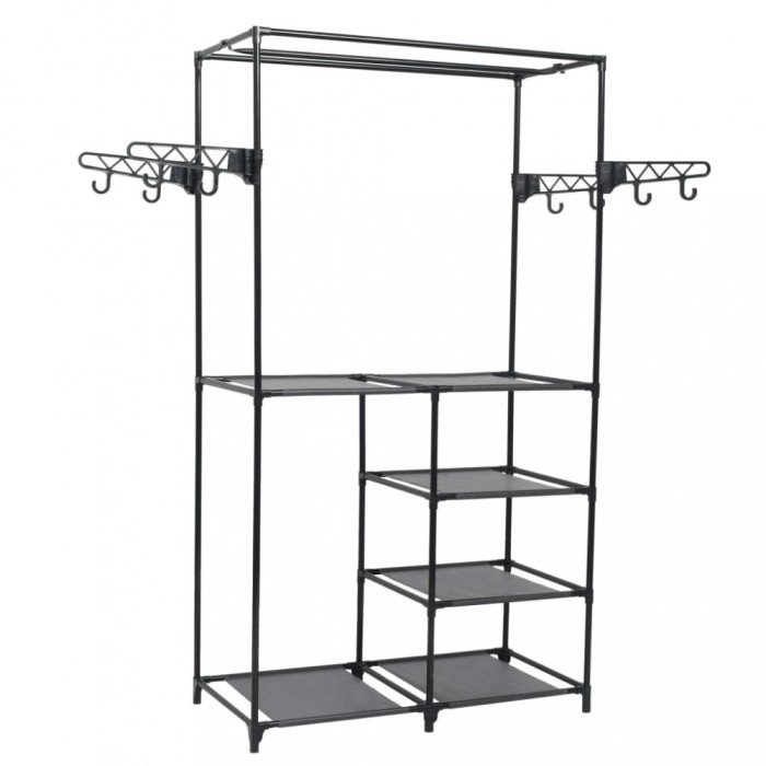 vidaXL Cuier haine, negru, 87 x 44 x 158 cm, oțel și material nețesut 245744