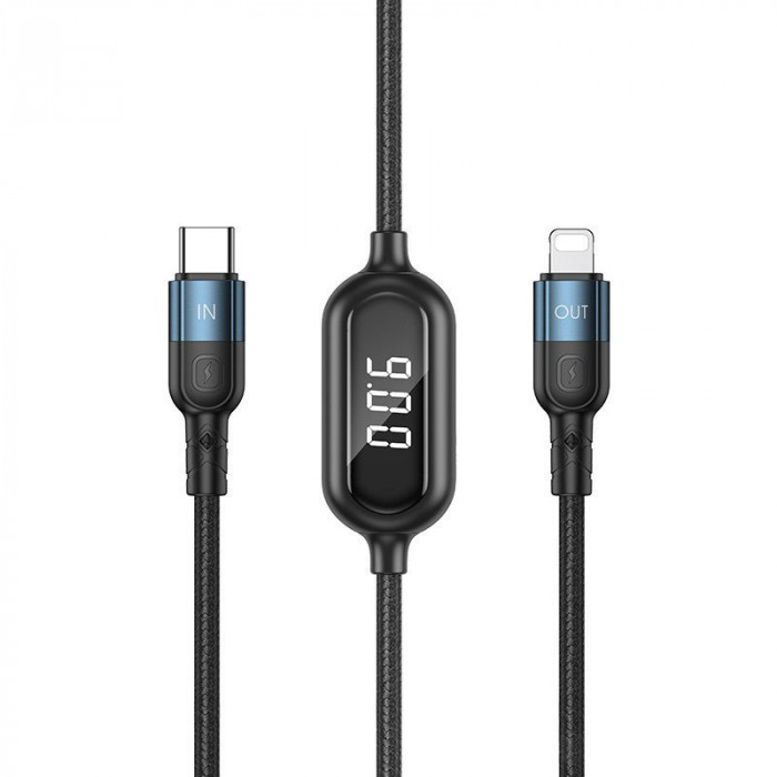 Cablu Incarcare si date USB Type-C la Lightning Remax Litxn Series, 20W, Afisaj Led, Negru RC-193i