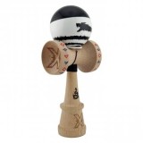 Kendama Originala , BLACK DRAGON, Super Sticky cu Cupe Mari KING SIZE V3, Gaura in Baza, Rulment Metalic,18 cm, Ata 62/65 cm, Alb/Negru