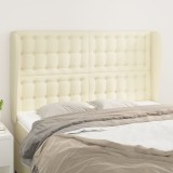 vidaXL Tăblie de pat cu aripioare, crem, 147x23x118/128 cm, piele eco