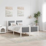VidaXL Cadru de pat Alb și gri deschis 120 x 190 cm Lemn masiv de pin 878488