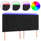 Cumpara ieftin Tablie de pat cu LED, negru, 200x5x118/128 cm, catifea