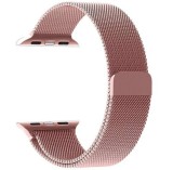 Cumpara ieftin Curea metalica milanese, marca THD, compatibila Apple Watch 41 mm seria 9, Apple Watch SE 40 mm, marime universala, roz