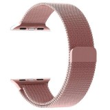 Curea metalica milanese, marca THD, compatibila Apple Watch 41 mm seria 9, Apple Watch SE 40 mm, marime universala, roz