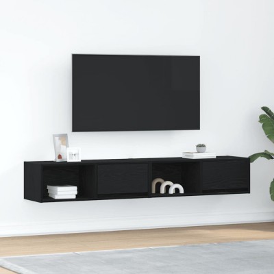 vidaXL Dulapuri TV 2 buc Stejar negru 80x31x25,5 cm Lemn prelucrat foto