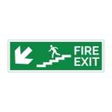 Indicator evacuare Fire Exit cu săgeată st&acirc;nga jos