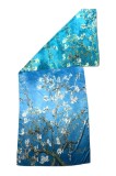 Esarfa tip sal doua fete pictata 15, Dacali, matase, bleu/verde, 180x70cm, Multicolor, Marime universala