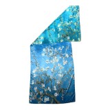 Esarfa tip sal doua fete pictata 15, Dacali, matase, bleu/verde, 180x70cm