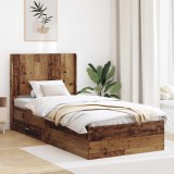 Cumpara ieftin Cadru de pat cu depozitare si tablie Lemn vechi 90 x 190 cm